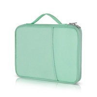 Leather Portable Bag with Cloth Texture - Green thumbnail