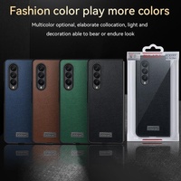 Handmade Leather Shockproof Tpu Case for Samsung Galaxy z Fold 4 - Blue thumbnail