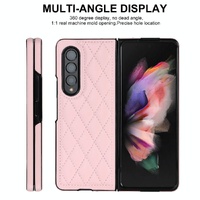 Foldable Microfiber Phone Case for Samsung Galaxy z Fold 4 - Rhombic Design - Red thumbnail