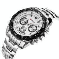 Waterproof Quartz Watch for Men - Casual Business Style - White Shell Black thumbnail