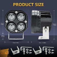 Car 3 Inch 4Leds Continuous Spotlight 20W / 2000Lm / 6000K / Dc9 - 80V - Yellow thumbnail
