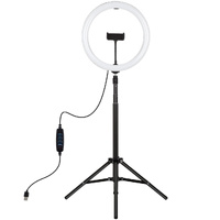 11.8 Led Ring Light with Tripod and Phone Clamp - 3 Modes Dual Colour Temperature Dimmable - Black thumbnail