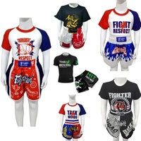 Kids Boxing Set - Sparring Shorts And Tights - Bright Green - Hit Red - L thumbnail