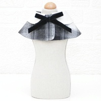 Dog Shawl Small Cloak Pet Bow Ttie Saliva Towel Pet Accessories - Size M - Black White Grid thumbnail