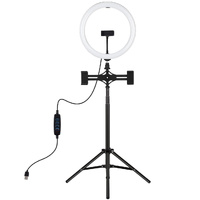 11.8 Led Ring Light Kit with Tripod & Dual Phone Bracket - 3 Modes Dual Colour Temperature Usb Live Broadcast - Black thumbnail