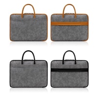 Waterproof Leather Computer Bag - 15 / 15.6 / 16 Inches Fully Open & Portable - Gray Black thumbnail