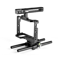 Panasonic Lumix Dc-S1H / Dc-S1 / Dc-S1R Camera Cage Stabilizer With Handle & Rail Rod Mount - Black thumbnail