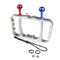 Aluminum Dual Handheld Diving Light Arm Mount for Action Cameras - Black thumbnail