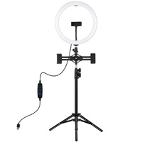 11.8 Led Ring Light with Tripod & Dual Phone Brackets - Usb 3 Modes Dual Colour Temperature - Vlogging & Live Broadcast Kit thumbnail