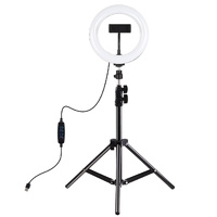 7.9 Led Ring Light with Tripod and Phone Clamp - 3 Modes Dual Colour Temperature Dimmable - Black thumbnail