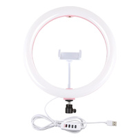 30cm Usb Dual Colour Led Ring Light with Phone Clamp - Black thumbnail