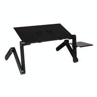 Foldable Laptop Stand with Dual Fans & Mouse Pad - 360 Degree Adjustable - Black thumbnail