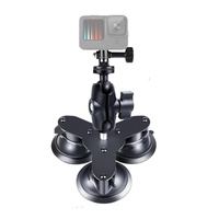 Triangle Suction Cup Mount for Gopro with Tripod Adapter and Phone Clamp thumbnail