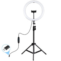 11.8 Led Ring Light with Tripod and Phone Clamp - 3 Modes Dual Colour Temperature Curved Surface - Black thumbnail