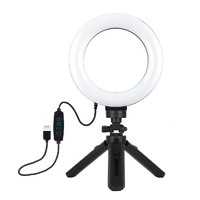 6.2 Led Ring Light with Usb 3 Modes Dimmable Vlogging Photography Video Pocket Tripod Mount Cold Shoe Ball Head Black thumbnail