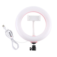 20cm Usb Dual Colour Led Ring Light with Phone Clamp - Black thumbnail