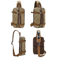 Retro Waxed Canvas Chest Bag Large Capacity Shoulder Crossbody Bag For Men - Blue thumbnail