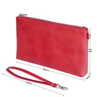 Retro Leather Clutch Bag with Zipper - 6 Inch - Grey thumbnail