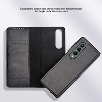 Foldable Leather Phone Case for Samsung Galaxy z Fold 4 - Horizontal Flip - Plain Brown thumbnail
