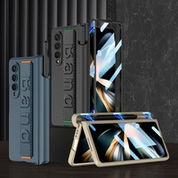 Foldable Phone Case with Magnetic Hinge and Wrist Strap for Samsung Galaxy z Fold 4 - Portable and Secure - Black thumbnail