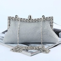 Rhinestone Evening Clutch for Ladies - Beaded Banquet Bag - Silver thumbnail