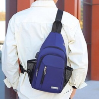 Men Oxford Cloth Chest Bag Casual Crossbody Shoulder Backpack - Light Grey thumbnail
