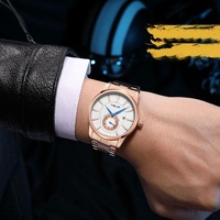 Waterproof Men Quartz Watch with Night Light - H9009b-g - Silver Black thumbnail