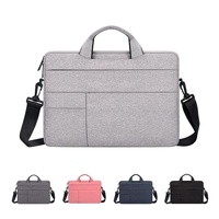 14.1-15.4 Inch Portable Laptop Shoulder Bag in Oxford Cloth & Nylon - Hemp Gray thumbnail