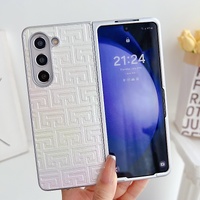 Geometric Gradient Leather Phone Case for Samsung Galaxy z Fold 4 5g - Pearlescent Finish - Silver thumbnail