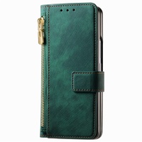 Vintage Magnetic Wallet Case for Samsung Galaxy z Fold 4 - Zipper Closure - Green thumbnail