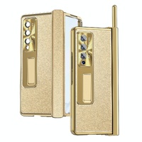 Shockproof Magnetic Litchi Pattern Phone Case for Samsung Galaxy z Fold 4 - Silver Gold thumbnail