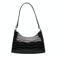 Small Square Stone Pattern Shoulder Bag for Women - Black thumbnail