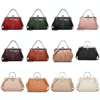Adjustable Leather Crossbody Bag with Vintage Buckle - Pink thumbnail