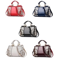 Shiny Leather Handbag with Single-sided Embroidery - Rice-White thumbnail
