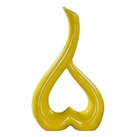 Creative Heart-shaped Ceramic Flower Vase for Home Office or Wedding Decor - Yellow thumbnail