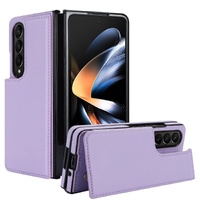 Foldable Phone Case with Double Buckle Card Slot for Samsung Galaxy z Fold4 - Purple thumbnail