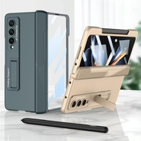 Foldable Phone Case with Magnetic Closure and Pen Slot for Samsung Galaxy z Fold 4 - Compact and Convenient - Silver thumbnail