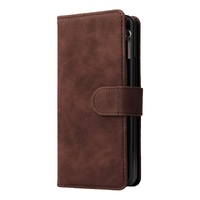Frosted Leather Zip Wallet for Samsung Galaxy z Fold 4 - Compact and Stylish - Coffee thumbnail