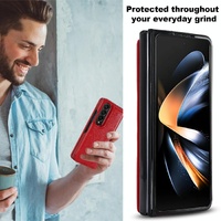 Full Coverage Double Buckle Phone Case for Samsung Galaxy z Fold 4 - Red thumbnail