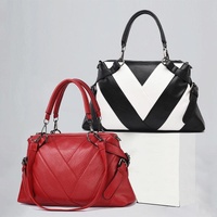 Soft Leather Geometric Handbag - Colourblock - Rubber Pink thumbnail