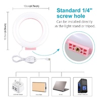Usb Led Ring Light for Vlogging and Photography - 4.7 Inch White Light Pink thumbnail