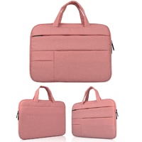 13.3 Inch Laptop Tablet Bag With Multiple Pockets And Soft Oxford Cloth Handle - Pink thumbnail