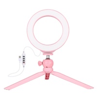 6.2 Led Ring Light with Usb 3 Modes Dimmable Cold Shoe Tripod Mount - Pink thumbnail