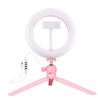 7.9 Led Ring Light with Tripod and Phone Clamp - 3 Modes Dimmable Dual Colour Temperature - Pink thumbnail