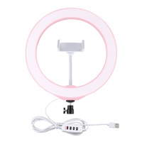 26cm Dimmable Led Ring Light with Tripod and Phone Clamp - Pink thumbnail