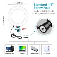 16cm Usb Led Ring Light with Tripod and 3 Modes - Pink thumbnail