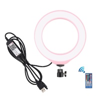 Dimmable 6.2 Usb Rgbw Led Ring Light with Cold Shoe Tripod & Remote - Pink thumbnail