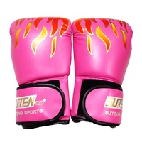 Adult Flame Pattern Pu Leather Boxing Gloves - Green thumbnail