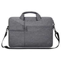 14.1 Inch Laptop Handbag With Hidden Strap And Suitcase Belt - Waterproof And Tear-Resistant - Light Grey thumbnail