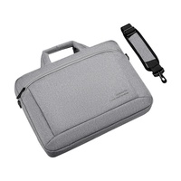 Portable 15 Inch Laptop Leather Handbag For Business Briefcase - Light Grey thumbnail